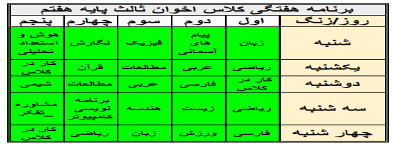 برنامه هفتگی هفتم اخوان ثالث